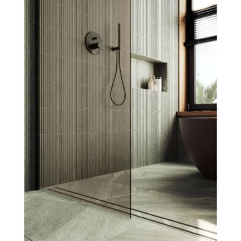 Душевая перегородка Maybah Glass MGD-696-6ш 790x1950 в широком профиле Черный стекло бронзовое