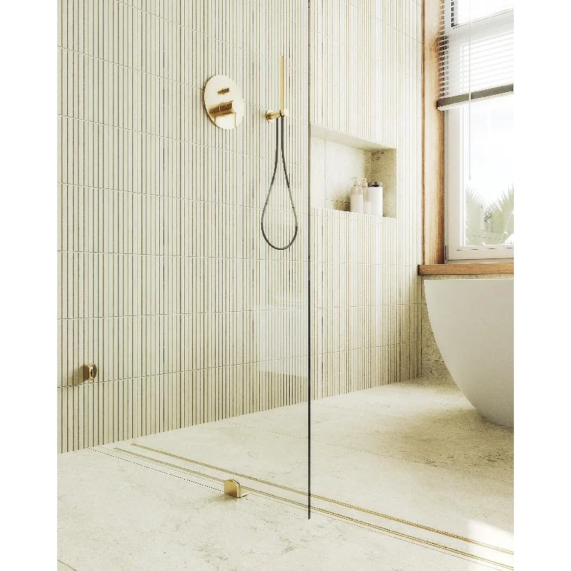 Душевая перегородка MaybahGlass MGD-259-3 79x195, стекло прозрачное 8 мм, профиль золото