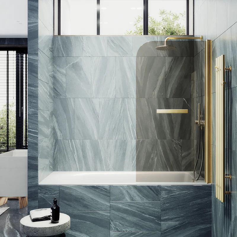 Шторка поворотная MaybahGlass на монопетле 1400*600 6 мм Бронза +Полотенцедержатель