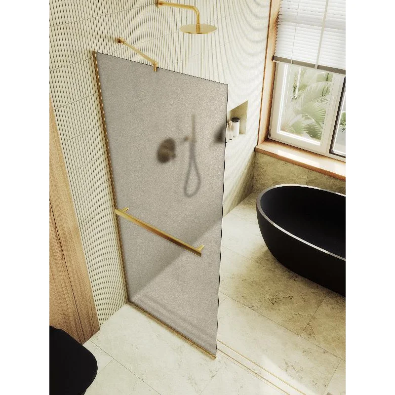 Душевая перегородка Maybah Glass MGD-728-3у 790x1950 в узком профиле Золото стекло бронзовое матовое
