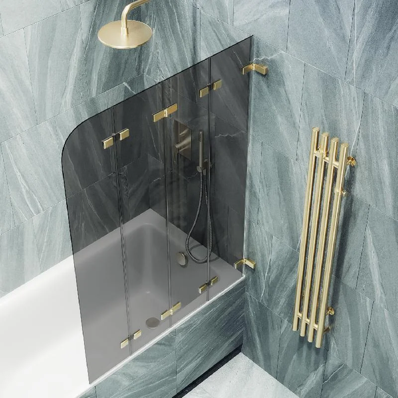 Шторка для ванны MaybahGlass складная 4 секции 1400*980 Стекло 6 мм Графит