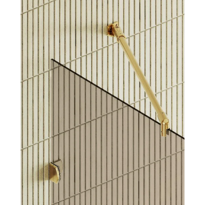 Душевая перегородка MaybahGlass MGD-262-3 79x195, стекло бронза 8 мм, профиль золото