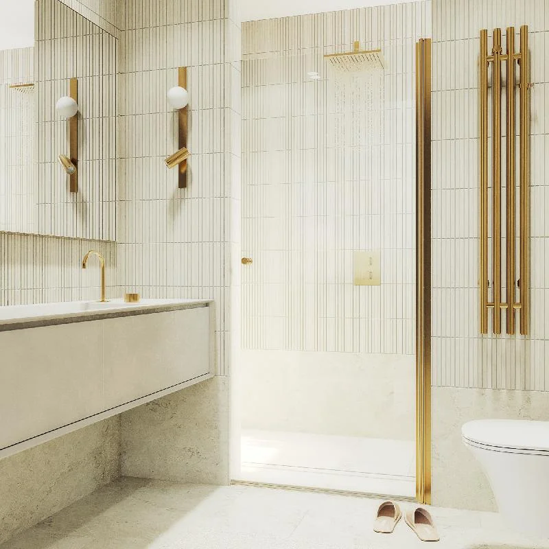 Душевая дверь Maybah Glass MGD-797-3 600x1980 на монопетле Золото стекло прозрачное