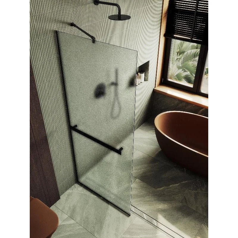Душевая перегородка Maybah Glass MGD-731-6у 790x1950 в узком профиле Черный стекло сатиновое