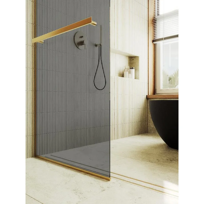 Душевая перегородка Maybah Glass MGD-729-3у 790x1950 в узком профиле Золото стекло графитовое