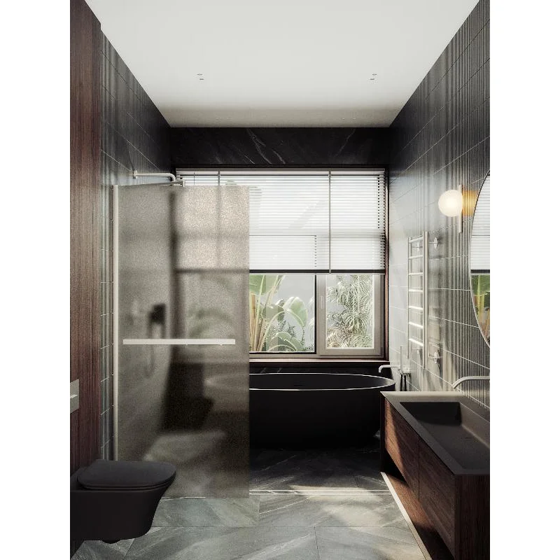 Душевая перегородка Maybah Glass MGD-728-5ш 790x1950 в широком профиле Хром матовый стекло бронзовое матовое