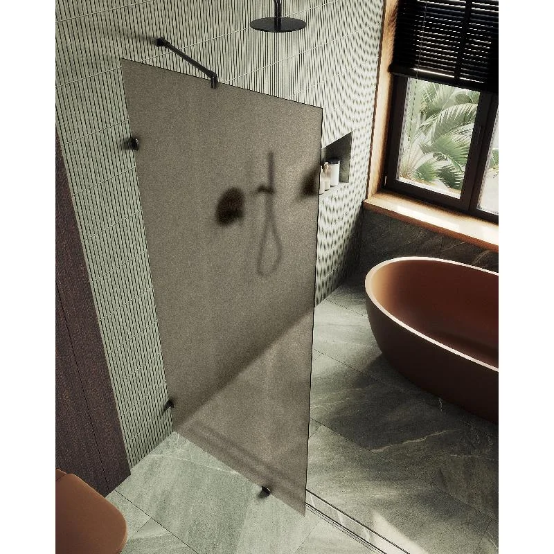 Душевая перегородка MaybahGlass MGD-265-6 79x195, стекло бронза матовая 8 мм, профиль черный