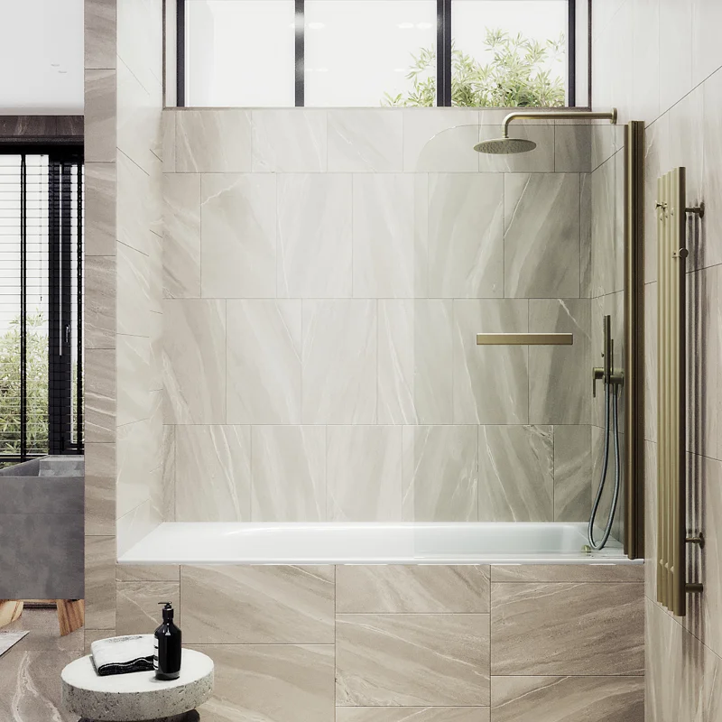 Шторка поворотная MaybahGlass на монопетле 1400*800 6 мм Бесцветное +Полотенцедержатель