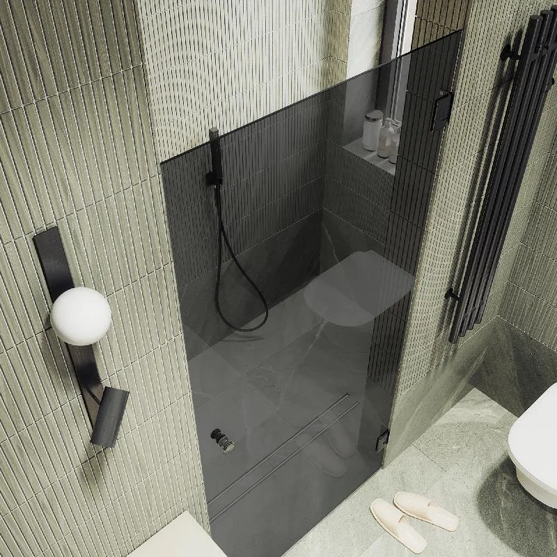 Душевая дверь Maybah Glass MGD-523-6 805x1950 на петлях Черный стекло графитовое