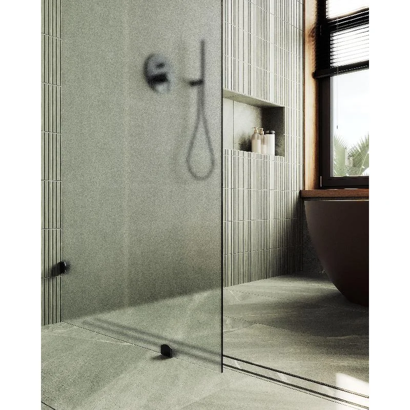 Душевая перегородка MaybahGlass MGD-268-6 79x195, стекло сатин 8 мм, профиль черный