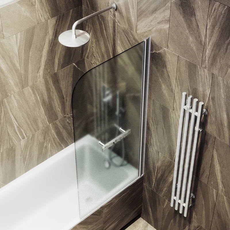 Шторка поворотная MaybahGlass на монопетле 1400*700 6 мм Сатин +Полотенцедержатель