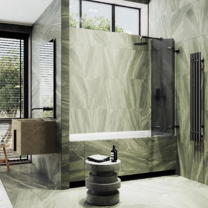 Шторка для ванны MaybahGlass складная 3 секции 1400*750 Стекло 6 мм Графит матовый