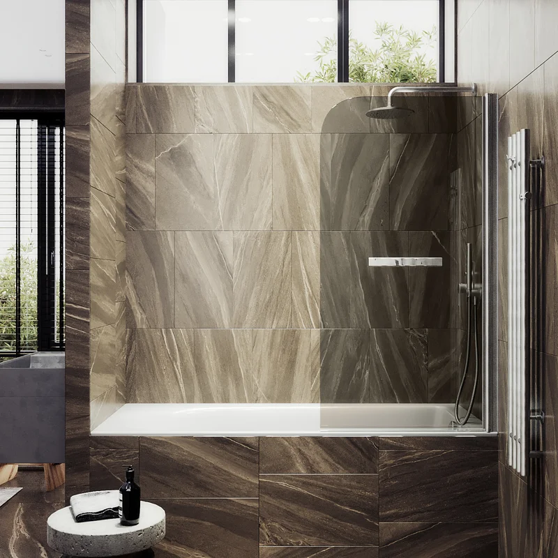 Шторка поворотная MaybahGlass на монопетле 1400*600 6 мм Бронза +Полотенцедержатель