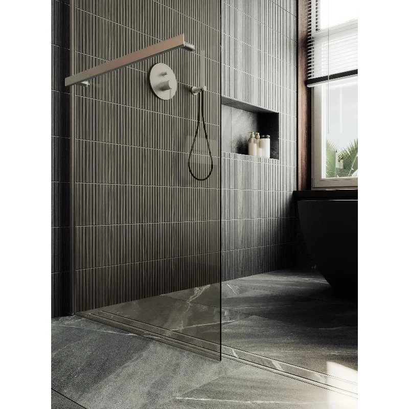 Душевая перегородка Maybah Glass MGD-727-5ш 790x1950 в широком профиле Хром матовый стекло бронзовое