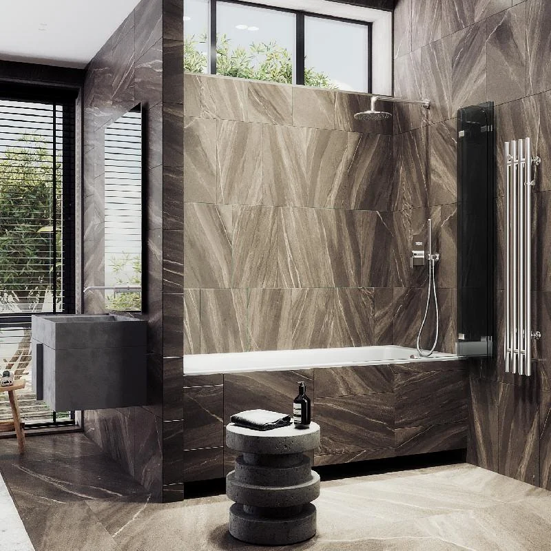 Шторка для ванны MaybahGlass складная 3 секции 1400*750 Стекло 6 мм Графит