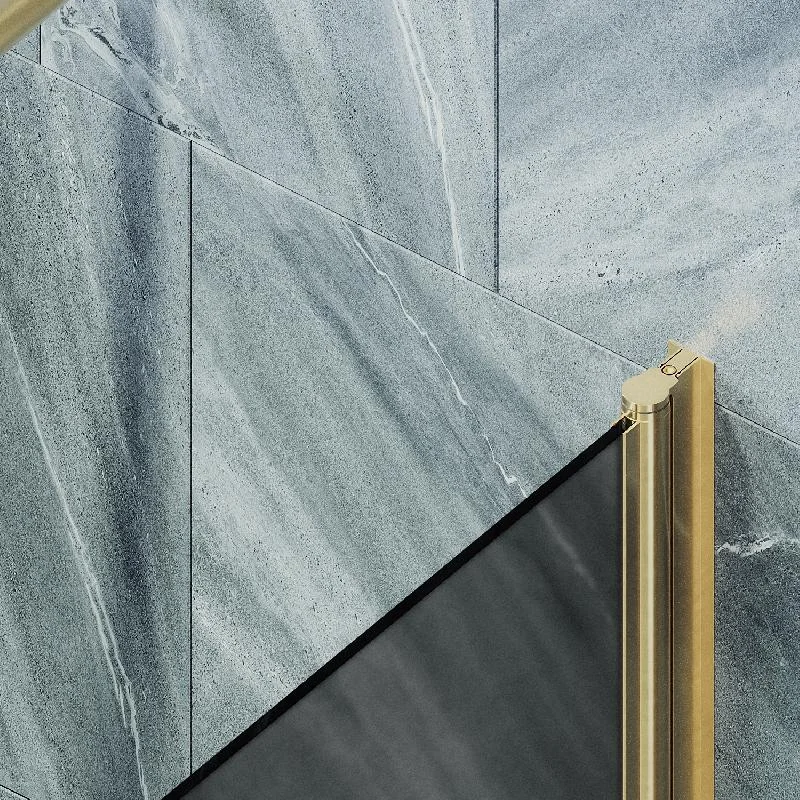 Шторка на ванну Maybah Glass MGV-624-3 800x1400 поворотная на монопетле Золото стекло графитовое матовое