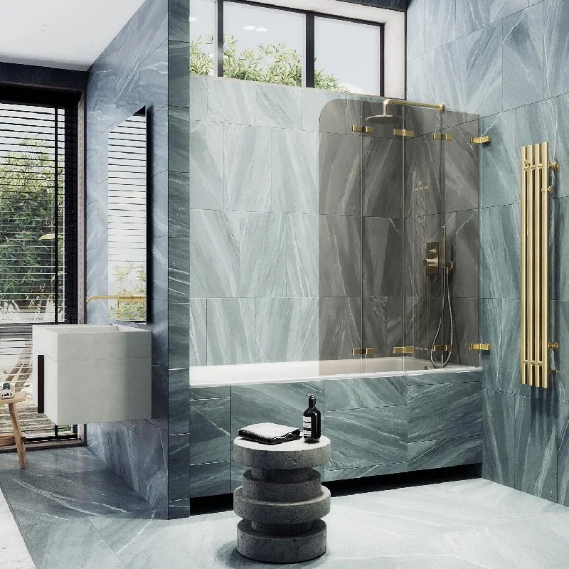 Шторка для ванны MaybahGlass складная 4 секции 1400*980 Стекло 6 мм Бронза