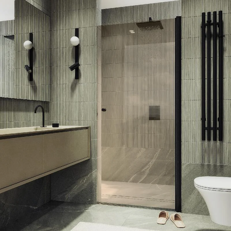 Душевая дверь Maybah Glass MGD-798-6 600x1980 на монопетле Черный стекло бронзовое