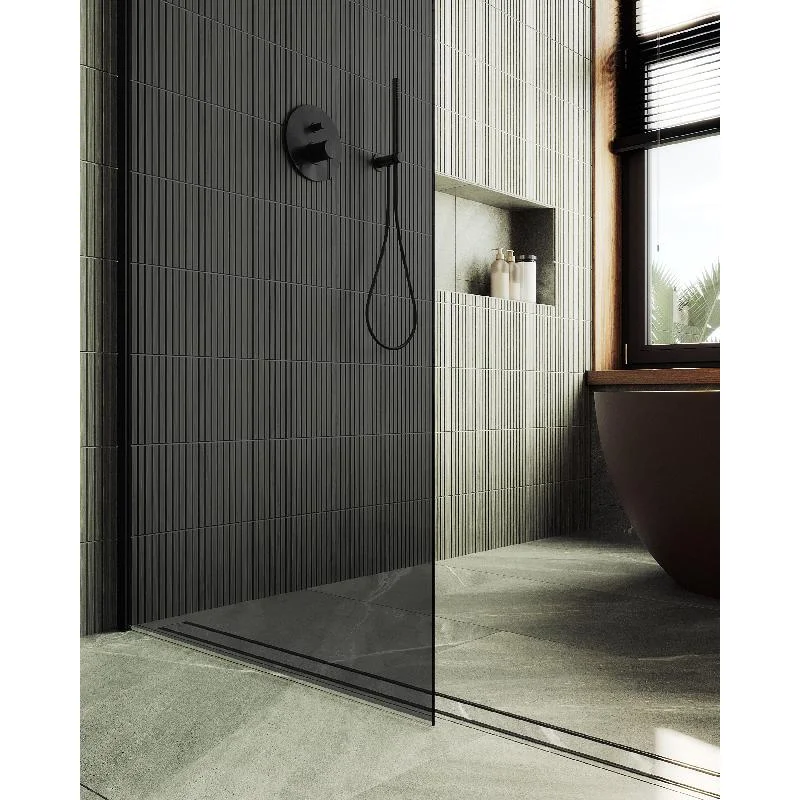 Душевая перегородка Maybah Glass MGD-698-6ш 790x1950 в широком профиле Черный стекло графитовое