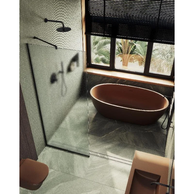 Душевая перегородка Maybah Glass MGD-700-6у 790x1950 в узком профиле Черный стекло сатиновое