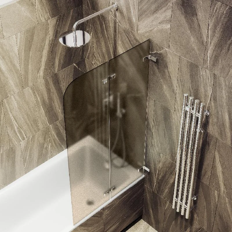 Шторка для ванны MaybahGlass складная 2 секции 1400*515 Стекло 6 мм Бронза матовая