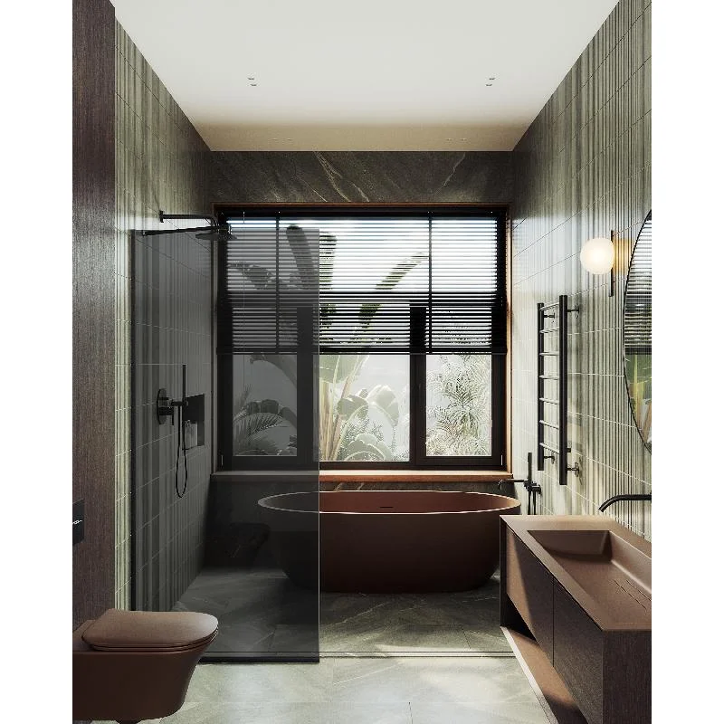 Душевая перегородка Maybah Glass MGD-698-6у 790x1950 в узком профиле Черный стекло графитовое