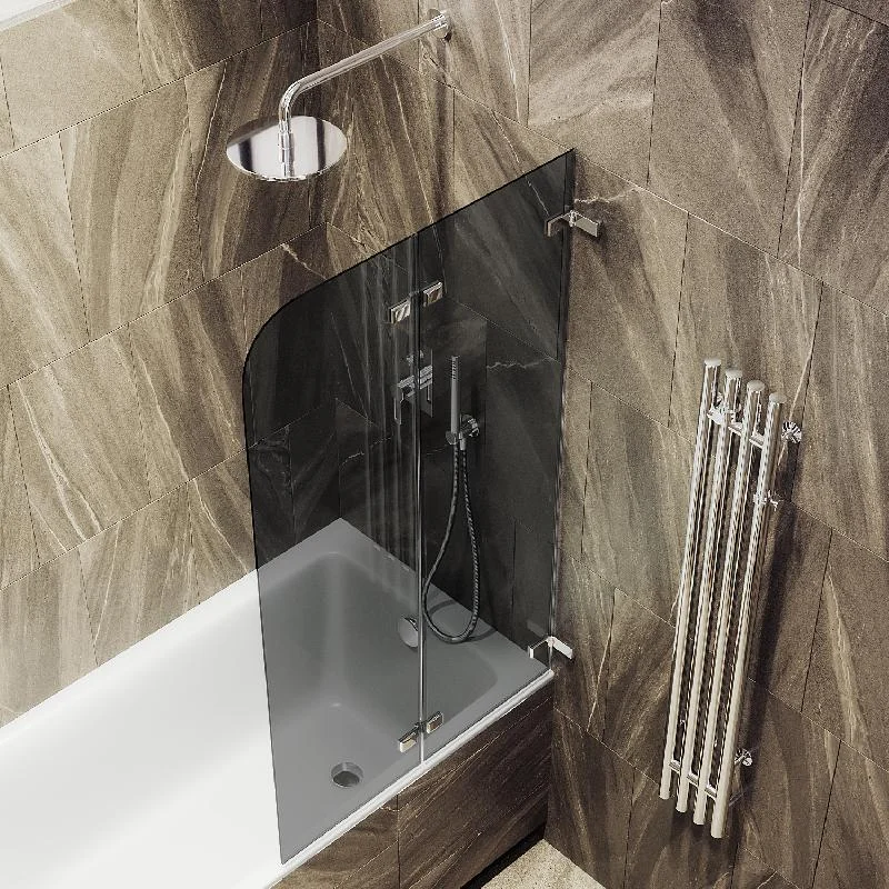 Шторка для ванны MaybahGlass складная 2 секции MaybahGlass 1400*515 Стекло 6 мм Графит