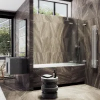Шторка для ванны MaybahGlass складная 3 секции 1400*750 Стекло 6 мм Сатин