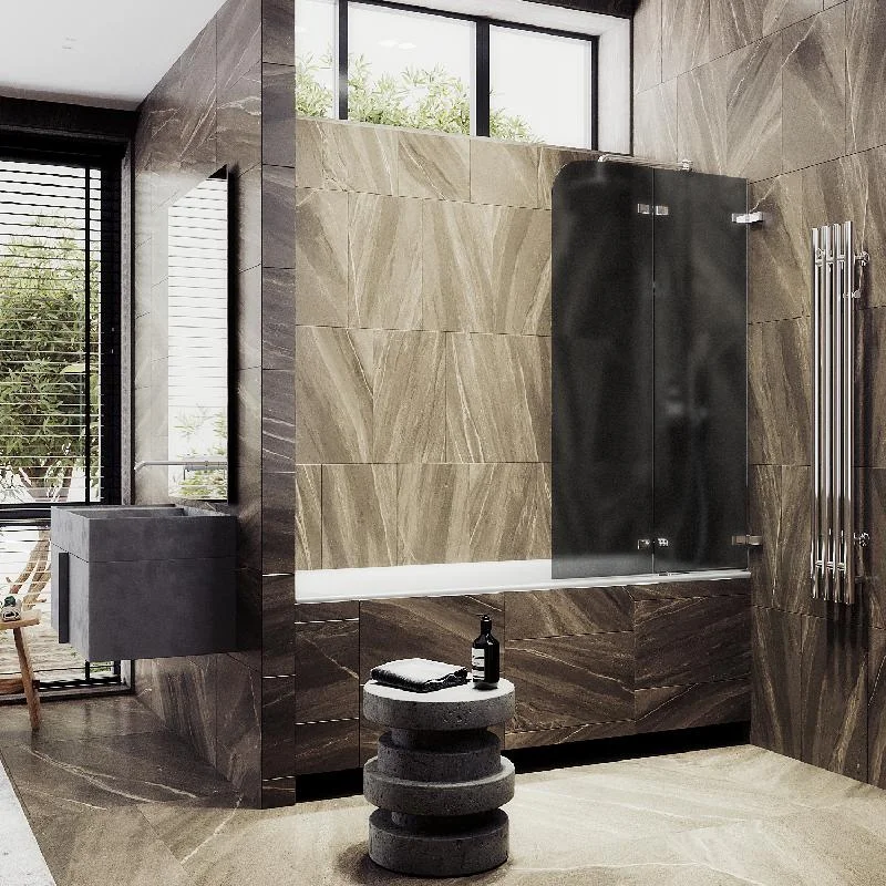 Шторка для ванны MaybahGlass складная 2 секции 1400*515 Стекло 6 мм Графит матовый