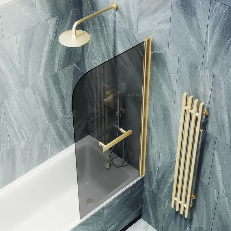 Шторка поворотная MaybahGlass на монопетле 1400*800 6 мм Графит +Полотенцедержатель