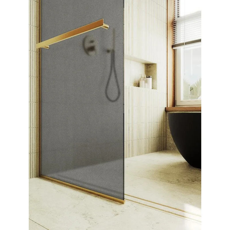 Душевая перегородка Maybah Glass MGD-730-3у 790x1950 в узком профиле Золото стекло графитовое матовое