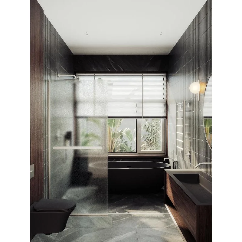 Душевая перегородка Maybah Glass MGD-731-5у 790x1950 в узком профиле Хром матовый стекло сатиновое