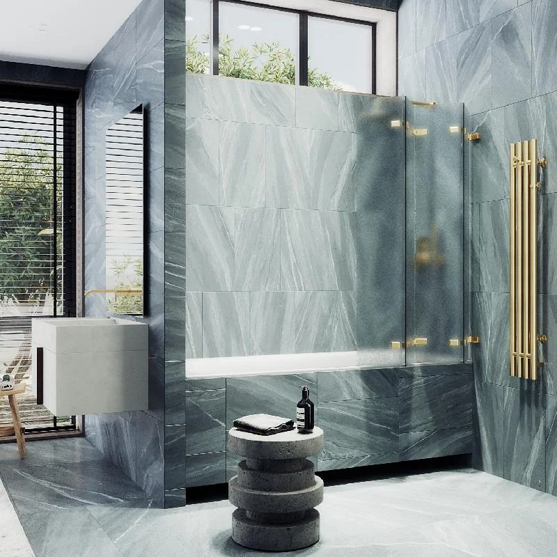 Шторка для ванны MaybahGlass складная 4 секции 1400*980 Стекло 6 мм Сатин