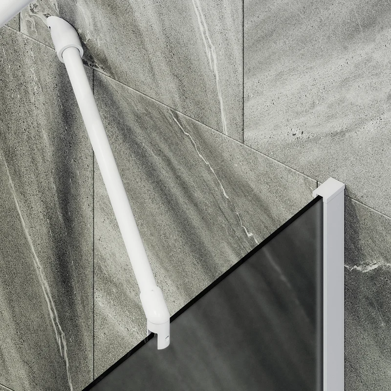 Шторка на ванну Maybah Glass MGV-86-1ш 600x1400 в широком профиле Белый стекло графитовое матовое