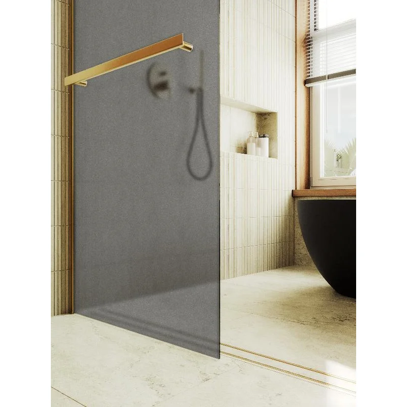 Душевая перегородка Maybah Glass MGD-730-3ш 790x1950 в широком профиле Золото стекло графитовое матовое