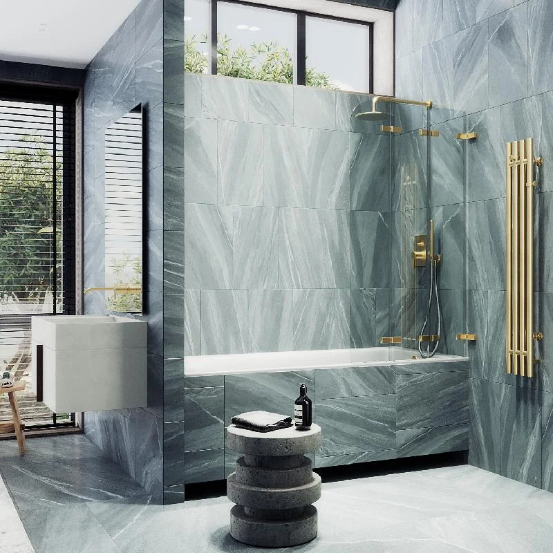 Шторка для ванны MaybahGlass складная 3 секции 1400*750 Стекло 6 мм Бесцветное