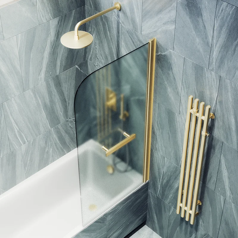 Шторка поворотная MaybahGlass на монопетле 1400*700 6 мм Сатин +Полотенцедержатель