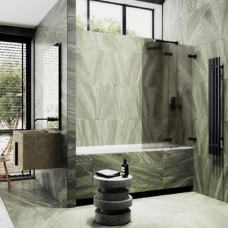 Шторка для ванны MaybahGlass складная 2 секции 1400*515 Стекло 6 мм Бронза матовая