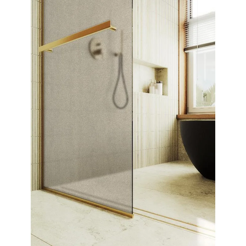 Душевая перегородка Maybah Glass MGD-728-3у 790x1950 в узком профиле Золото стекло бронзовое матовое