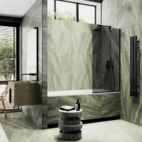 Шторка на ванну Maybah Glass MGV-78-6у 400x1400 в узком профиле Черный стекло графитовое