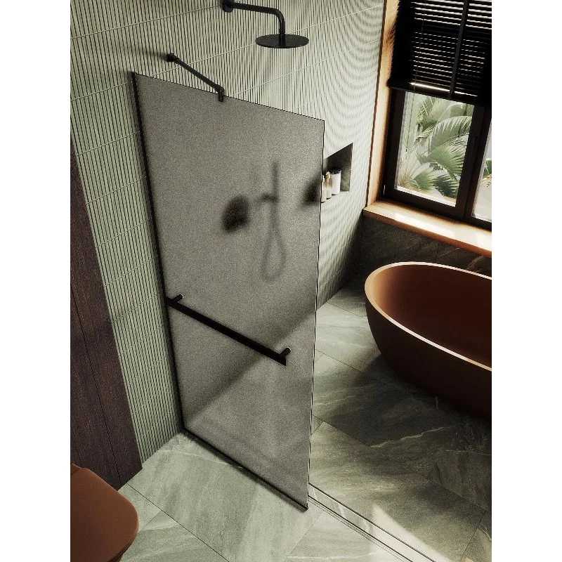 Душевая перегородка Maybah Glass MGD-728-6у 790x1950 в узком профиле Черный стекло бронзовое матовое