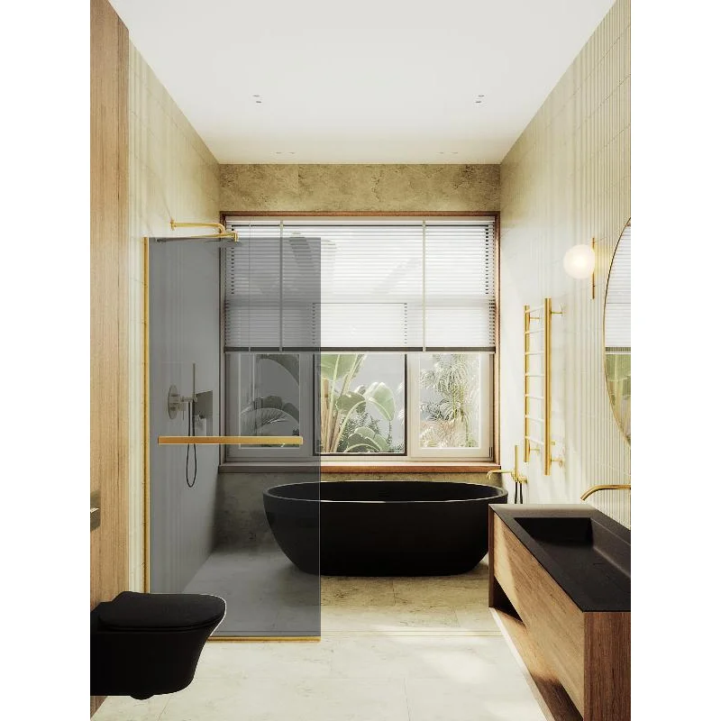 Душевая перегородка Maybah Glass MGD-729-3у 790x1950 в узком профиле Золото стекло графитовое