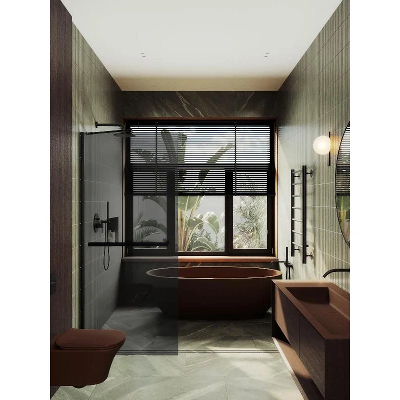 Душевая перегородка Maybah Glass MGD-729-6ш 790x1950 в широком профиле Черный стекло графитовое