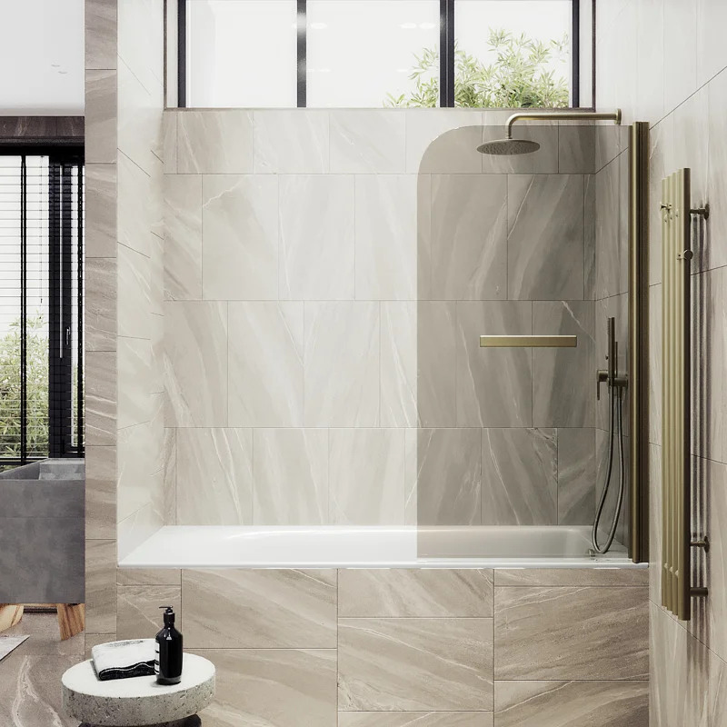 Шторка поворотная MaybahGlass на монопетле 1400*600 6 мм Бронза +Полотенцедержатель