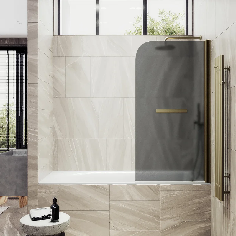 Шторка поворотная MaybahGlass на монопетле 1400*600 6 мм Графит матовый +Полотенцедержатель