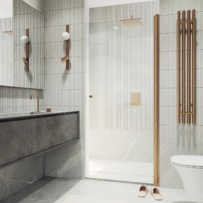 Душевая дверь Maybah Glass MGD-797-2 600x1980 на монопетле Бронза стекло прозрачное