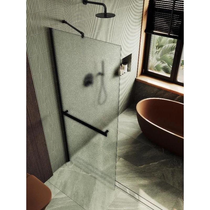 Душевая перегородка Maybah Glass MGD-731-6ш 790x1950 в широком профиле Черный стекло сатиновое