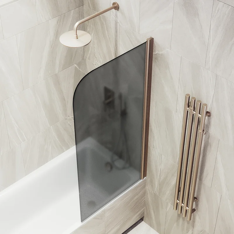 Шторка на ванну Maybah Glass MGV-609-2 500x1400 поворотная на монопетле Бронза стекло графитовое матовое