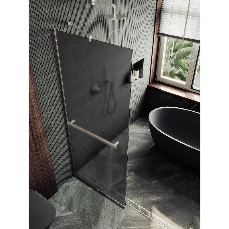 Душевая перегородка Maybah Glass MGD-730-5у 790x1950 в узком профиле Хром матовый стекло графитовое матовое
