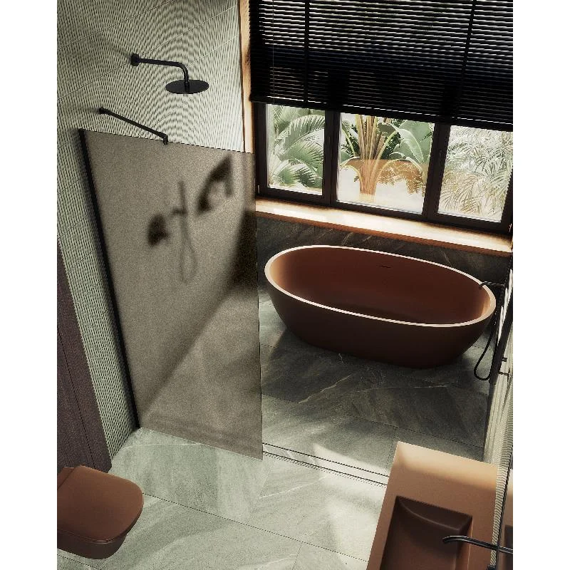 Душевая перегородка Maybah Glass MGD-697-6ш 790x1950 в широком профиле Черный стекло бронзовое матовое